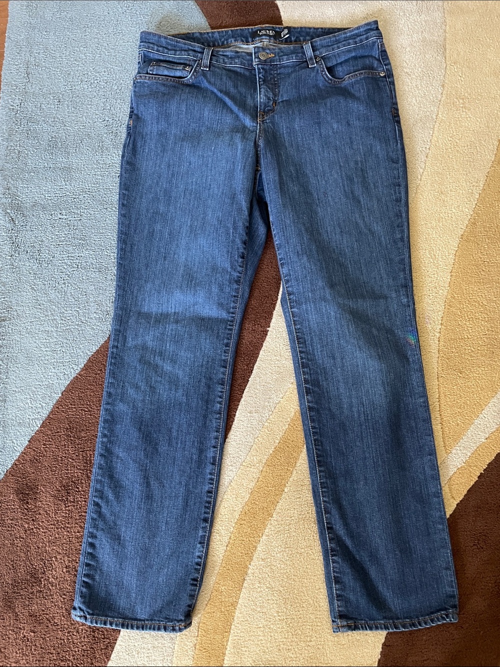 Lauren Ralph Lauren 14W x 32 Women's Straight Leg Jeans in Blue Denim